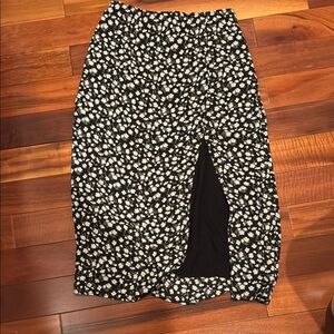 Abercrombie & Fitch Black Floral Side Slit Zipper Midi Straight A-Line Skirt S